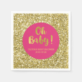 Pink Gold Glitzer Confetti Oh Baby Dusche Serviette
