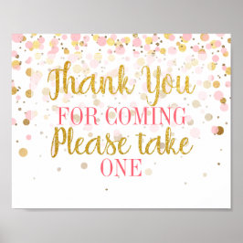 Pink Gold Glitzer Confetti Vielen Dank für Ihr Int Poster