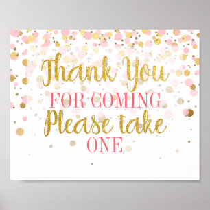 Pink Gold Glitzer Confetti Vielen Dank für Ihr Int Poster