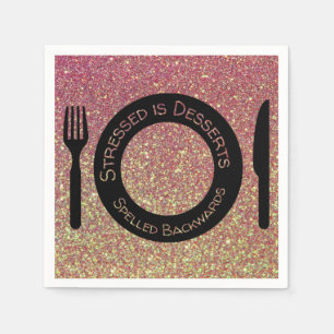 Pink Gold Glitzer Desserts Zitat Napkins Serviette