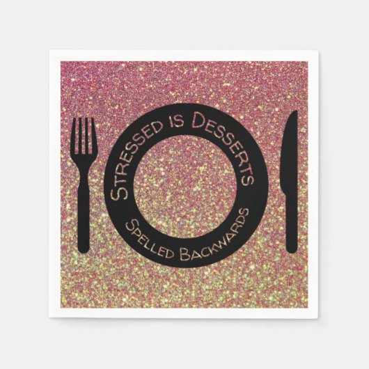 Pink Gold Glitzer Desserts Zitat Napkins Serviette (Vorderseite)
