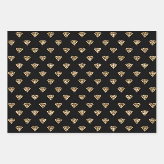 Pink Gold Glitzer Diamonds Geschenkpapier Set (Vorderseite 3)