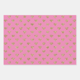 Pink Gold Glitzer Diamonds Geschenkpapier Set