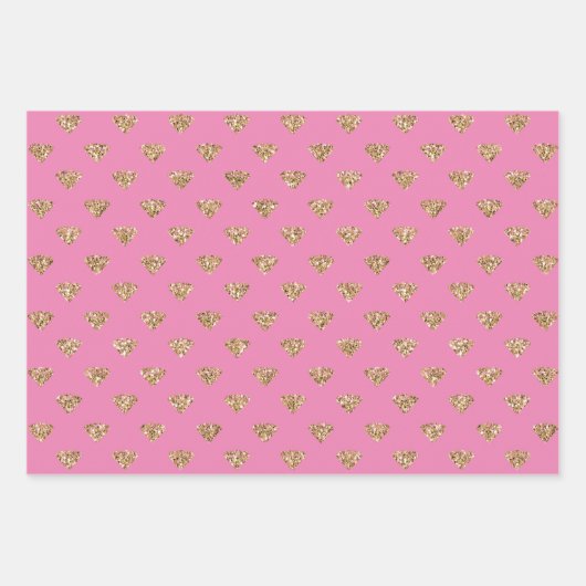 Pink Gold Glitzer Diamonds Geschenkpapier Set (Vorderseite)