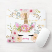 Pink Gold Glitzer Einhorn Face Trendy Girls Gesche Mousepad (Mit Mouse)