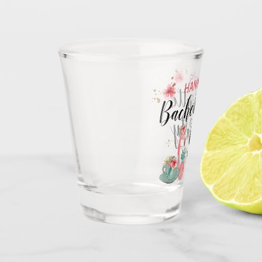 Pink Gold Glitzer Flamingo Junggeselinnen-Abschied Schnapsglas (Links)