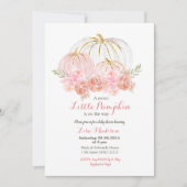 Pink Gold Glitzer Floral Pumpen Babydusche Einladung (Vorderseite)