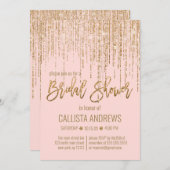 Pink Gold Glitzer Fringe Vorhang Brautparty Einladung (Vorne/Hinten)