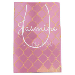 Pink Gold Glitzer Girl's Birthday Mittlere Geschenktüte