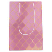 Pink Gold Glitzer Girl's Birthday Mittlere Geschenktüte (Rückseite)