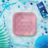 Pink Gold Glitzer Girl's Birthday Pappteller (Party)