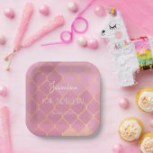 Pink Gold Glitzer Girl's Birthday Pappteller (Party)
