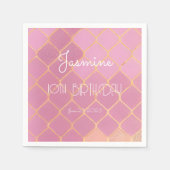 Pink Gold Glitzer Girl's Birthday Serviette (Vorderseite)