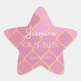 Pink Gold Glitzer Girl's Birthday Stern-Aufkleber