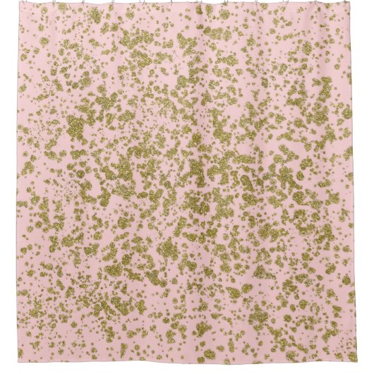 Pink & Gold Glitzer Girly Glam Moderner Spritzer Duschvorhang (Vorderseite)