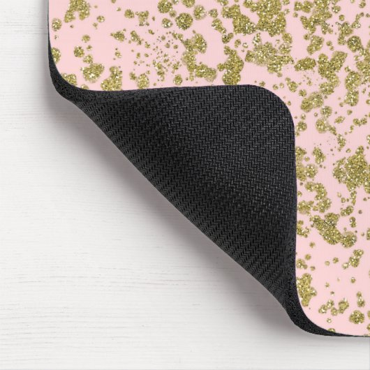 Pink & Gold Glitzer Girly Glam Moderner Spritzer Mousepad (Ecke)