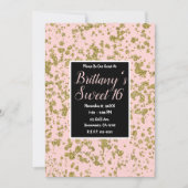 Pink & Gold Glitzer Girly Glam Modernes Sweet 16 Einladung (Vorderseite)