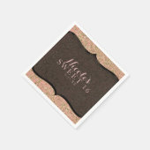 Pink & Gold Glitzer Glam Black Birthday Party Serviette (Ecke)