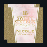 Pink Gold Glitzer Glam Sweet 16 Geburtstagsparty Einladung<br><div class="desc">Pink & Gold Glitzer Glam Sweet 16 Geburtstagsparty Einladungen.</div>