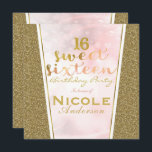 Pink Gold Glitzer Glam Sweet 16 Geburtstagsparty Einladung<br><div class="desc">Pink & Gold Glitzer Glam Sweet 16 Geburtstagsparty Einladungen.</div>