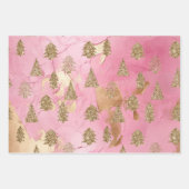 Pink Gold Glitzer Glam Weihnachtsbaumen Geschenkpapier Set (Vorderseite)