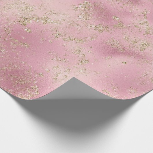 Pink Gold Glitzer Glitz  Geschenkpapier (Ecke)