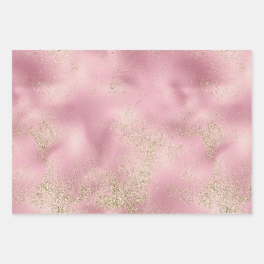 Pink Gold Glitzer Glitz Wrapping Paper Sheets Geschenkpapier Set (Vorderseite 3)