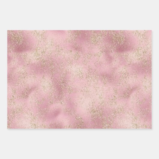 Pink Gold Glitzer Glitz Wrapping Paper Sheets Geschenkpapier Set (Vorderseite 2)
