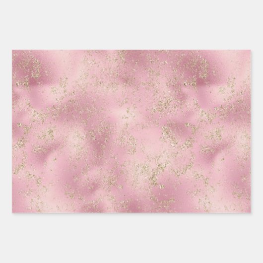 Pink Gold Glitzer Glitz Wrapping Paper Sheets Geschenkpapier Set (Vorderseite)