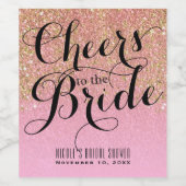 Pink Gold Glitzer KÄSE AN DER BRIDE Bridal Wine Weinetikett (Einzelnes Label)