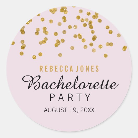 Pink Gold Glitzer Konfetti Bachelorette Sticker (Vorderseite)