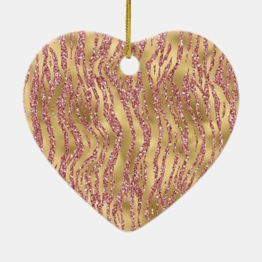 Pink Gold Glitzer Leopard Animal Print Keramik Ornament (Hinten)
