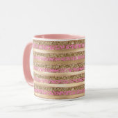 Pink Gold Glitzer Leopard Druckstreifen Tasse (Vorderseite Links)