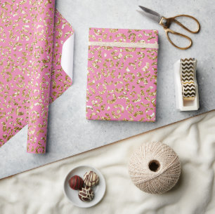 Pink Gold Glitzer Leopard Print Geschenkpapier