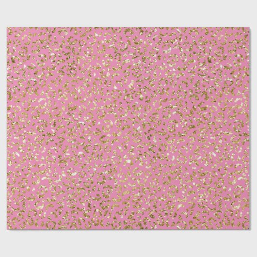 Pink Gold Glitzer Leopard Print Geschenkpapier (Flach)