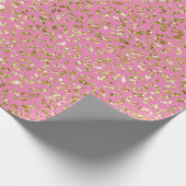 Pink Gold Glitzer Leopard Print Geschenkpapier (Ecke)