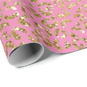 Pink Gold Glitzer Leopard Print Geschenkpapier (Rolleneckpunkt)