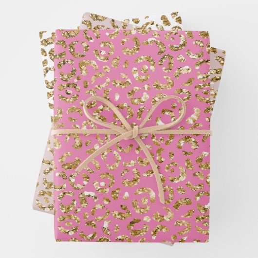 Pink Gold Glitzer Leopard Print Geschenkpapier Set (Beispiel)