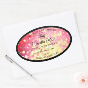 Pink Gold Glitzer Logo-Produktverpackungsschild hi Ovaler Aufkleber