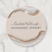 Pink Gold Glitzer Marble Agate Handmade Juwelier C Geschenkanhänger (Vorderseite)