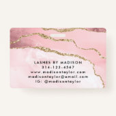 Pink Gold Glitzer Marble Agate Salon Business ID Ausweis (Rückseite)