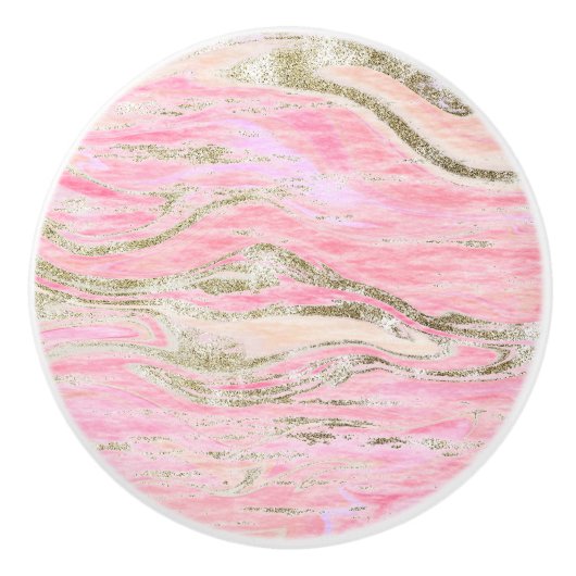 Pink Gold Glitzer Marmormuster Design Stilvoll Keramikknauf (Vorderseite)