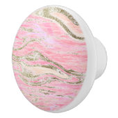Pink Gold Glitzer Marmormuster Design Stilvoll Keramikknauf (Rechts)