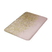 Pink & Gold Glitzer Moderne, trendige Glam Chic Tr Badematte (Schrägansicht)