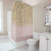 Pink & Gold Glitzer Moderne, trendige Glam Chic Tr Duschvorhang (Beispiel)
