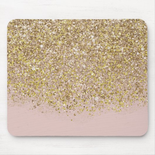 Pink & Gold Glitzer Moderne, trendige Glam Chic Tr Mousepad (Vorne)