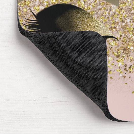 Pink & Gold Glitzer Modernes Glam Makeup Augen Mousepad (Ecke)