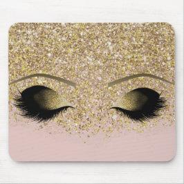 Pink & Gold Glitzer Modernes Glam Makeup Augen Mousepad