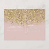 Pink & Gold Glitzer Modernes Glam Save the Date Ankündigungspostkarte (Rückseite)
