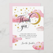 Pink Gold Glitzer Moon Kinderdusche Danke Karte (Vorne/Hinten)